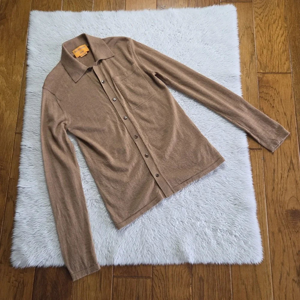 Guest in Residence Showtime Shirt 100% Cashmere Cardigan Sweater Women's XS